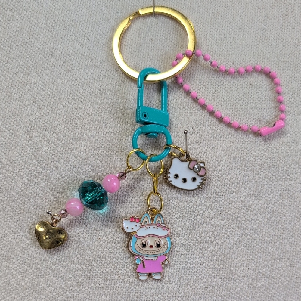 Handmade Labubu X Hello Kitty Keychain *Customize With Your Name*